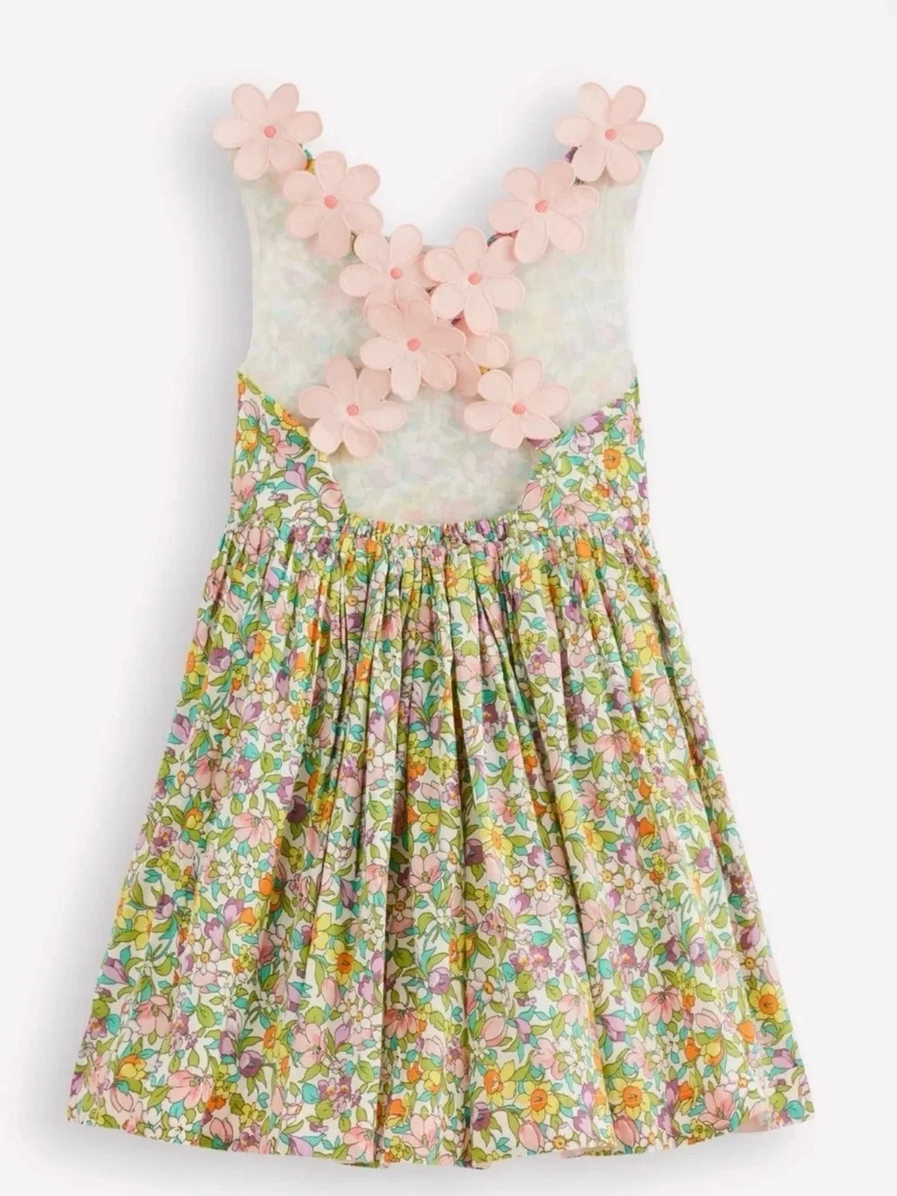 Mini Boden Cross-back Dress Soft Ivory Florabunda 5-6.